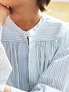 Midhurst Shirt in Blue and White Pinstripe Cotton