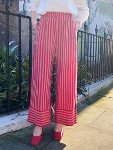 Lewes Trouser in Antique Rose Stripe Irish Linen