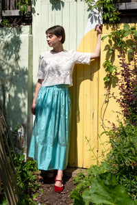 Bobbie Skirt in Aqua Silk