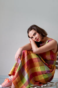 Canonbury Dress in Rainbow Irish Linen Check