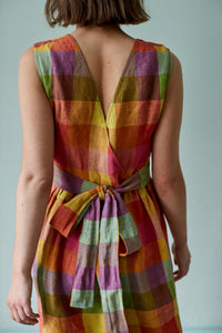 Canonbury Dress in Rainbow Irish Linen Check