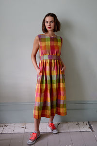 Canonbury Dress in Rainbow Irish Linen Check