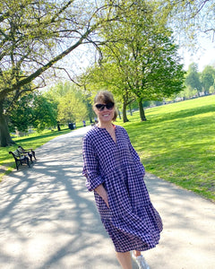 Pink Gingham Irish Linen Relaxed Whitstable Dress