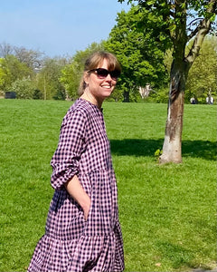 Pink Gingham Irish Linen Relaxed Whitstable Dress