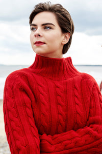 Stornaway Cabled Jumper in Deep Red