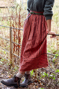 Bobbie Skirt in Cinnamon Striped Irish Linen