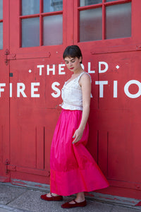 Bobbie Skirt in Shocking Pink Silk