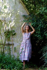 Check Irish Linen One Size Pinafore Dress | Made in England | Justine Tabak 