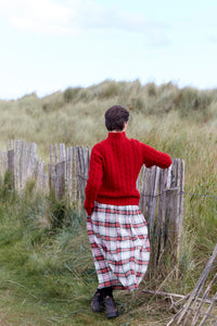 Bobbie Skirt in Cream Tartan Irish Linen