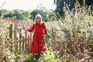 Mill Town Dress in Rust Corduroy