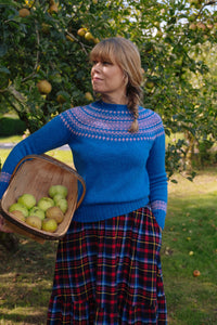 Nordic Fairisle Jumper in Blue and Pink | Made in Scoltand | Justine Tabak