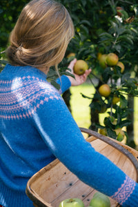 Nordic Fairisle Jumper in Blue and Pink | Made in Scoltand | Justine Tabak