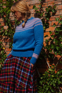 Nordic Fairisle Jumper in Blue and Pink | Made in Scoltand | Justine Tabak