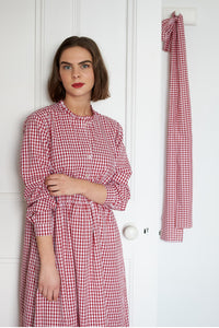 Red gingham cotton maxi dress | Made in England | Justine Tabak 