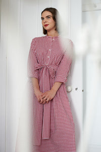 Red gingham cotton maxi dress | Made in England | Justine Tabak Red gingham cotton maxi dress | Made in England | Justine Tabak 