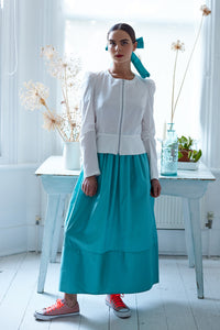 Bobbie Skirt in Aqua Silk