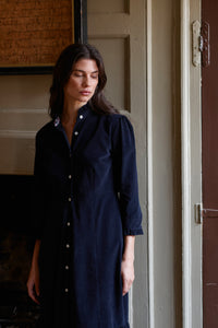 Black Corduroy Saltaire Shirt Dress