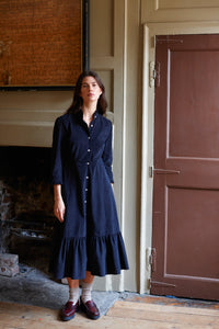 Black Corduroy Saltaire Shirt Dress