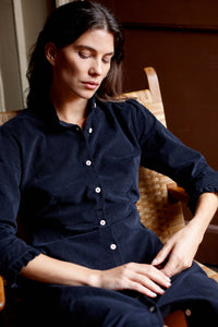 Black Corduroy Saltaire Shirt Dress